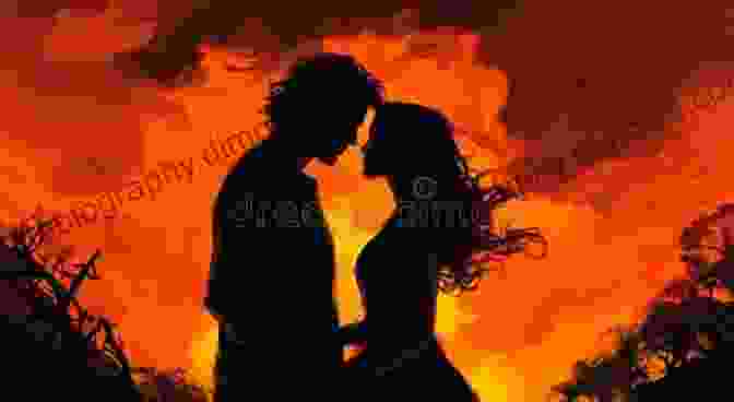 A Couple Embracing Amidst A Backdrop Of A Burning Castle Song Of The Red Cloak