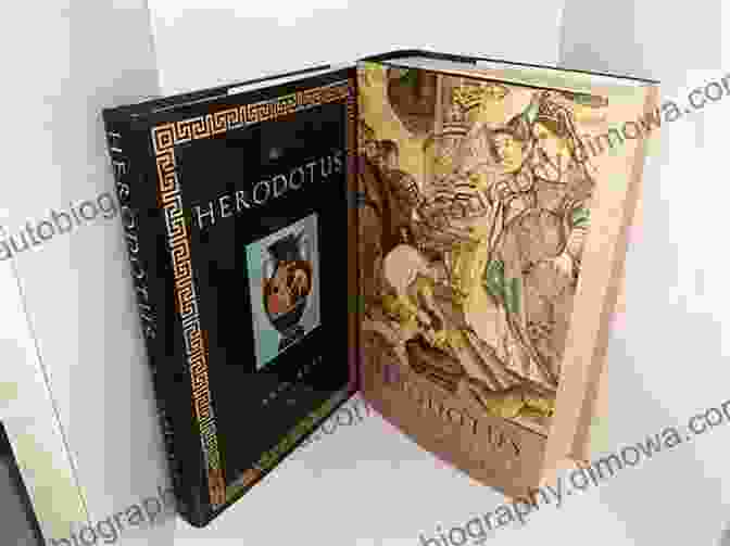 A Leather Bound Copy Of Herodotus' 'Histories', Showcasing The Intricate Details And Historical Significance Of This Ancient Text. Leading The Blind: A Century Of Guide Travel